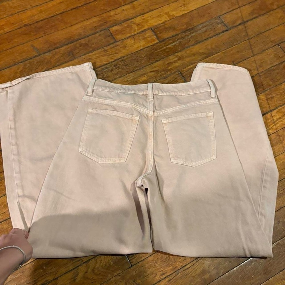 Old Navy straight wide leg high waist cream jeans women’s 0 - Picture 4 of 4